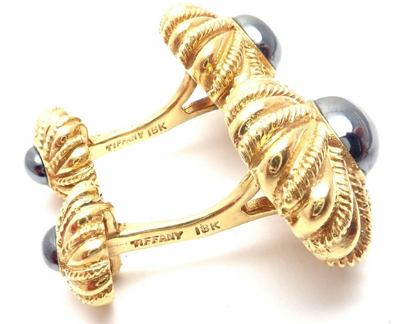 Tiffany & Co. Jewelry & Watches:Men's Jewelry:Cufflinks Authentic! Tiffany & Co Jean Schlumberger 18k Yellow Gold Hematite Cufflinks