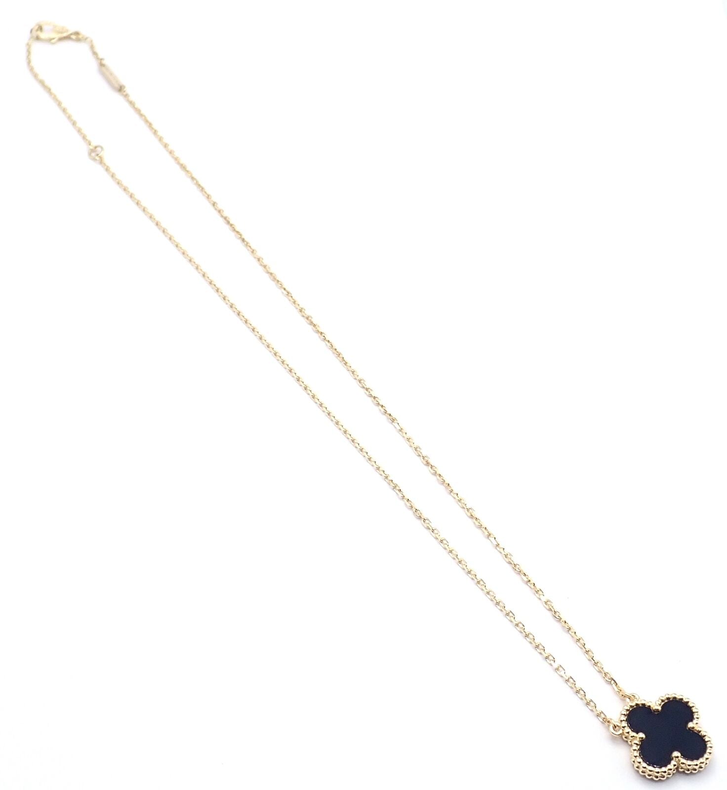 Van Cleef & Arpels Jewelry & Watches:Fine Jewelry:Necklaces & Pendants Authentic! Van Cleef & Arpels Alhambra 18k Yellow Gold Onyx Pendant Necklace