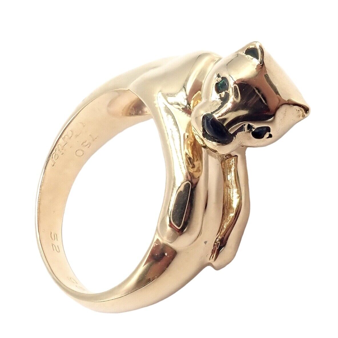 Cartier Jewelry & Watches:Fine Jewelry:Rings Authentic! Cartier 18k Yellow Gold Panther Panthere Onyx Tsavorite Ring