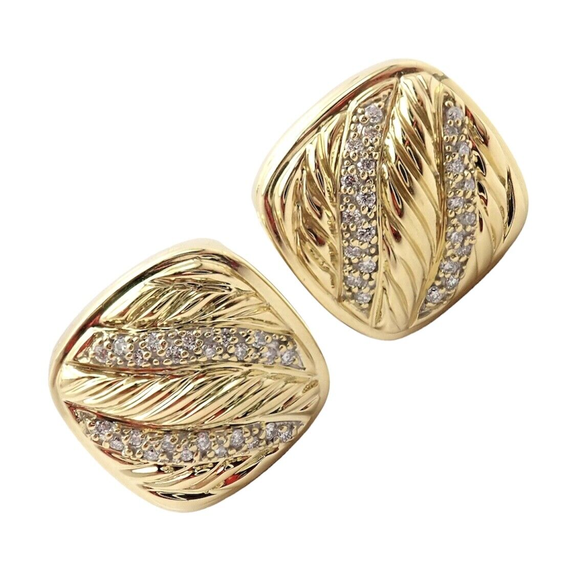 David Yurman Jewelry & Watches:Fine Jewelry:Earrings Authentic! David Yurman 18K Yellow Gold Diamond Rope Earrings