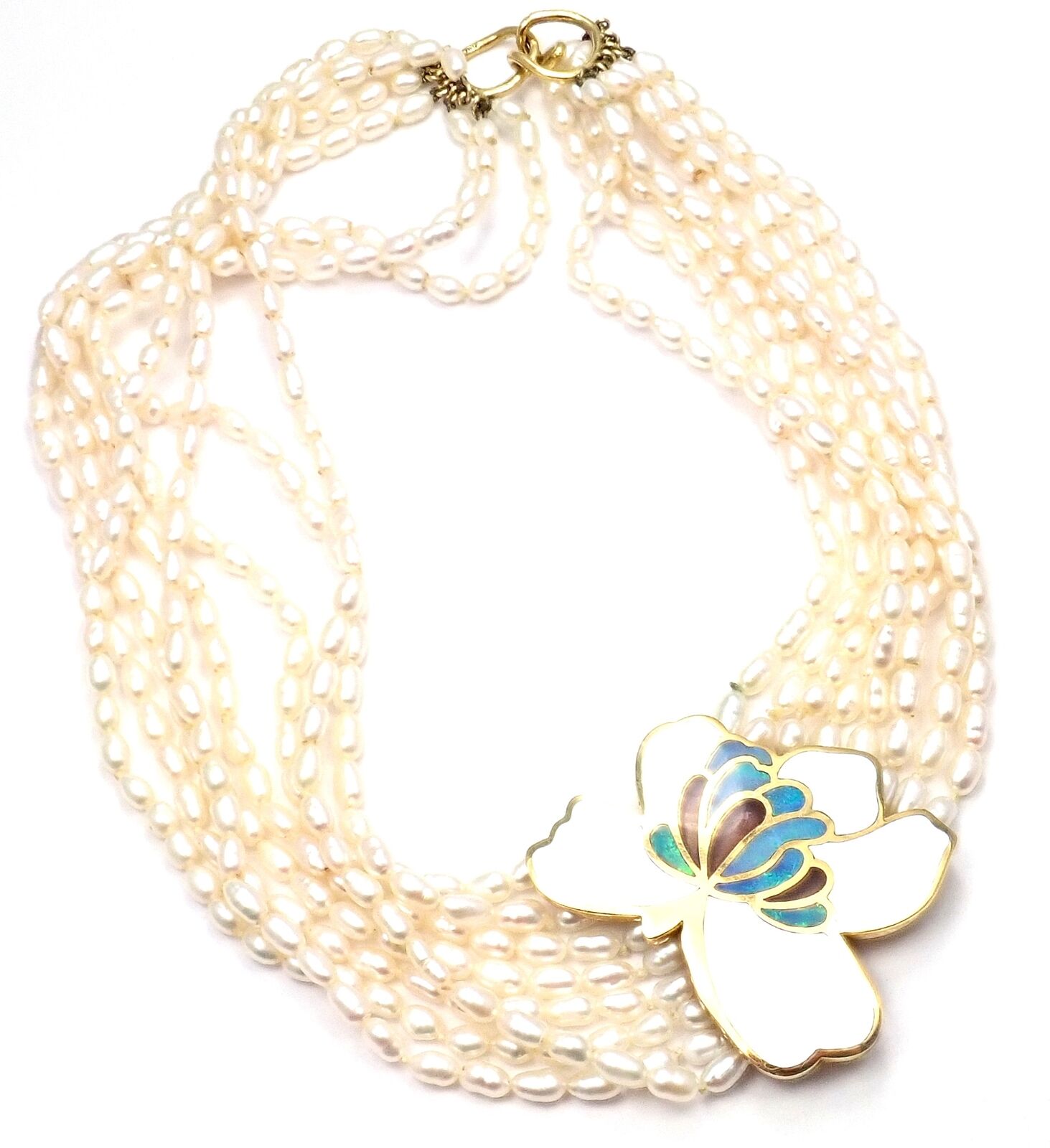 Tiffany & Co. Jewelry & Watches:Fine Jewelry:Necklaces & Pendants Authentic! Tiffany & Co 18k Yellow Gold Inlaid Mother Of Pearl Flower Necklace