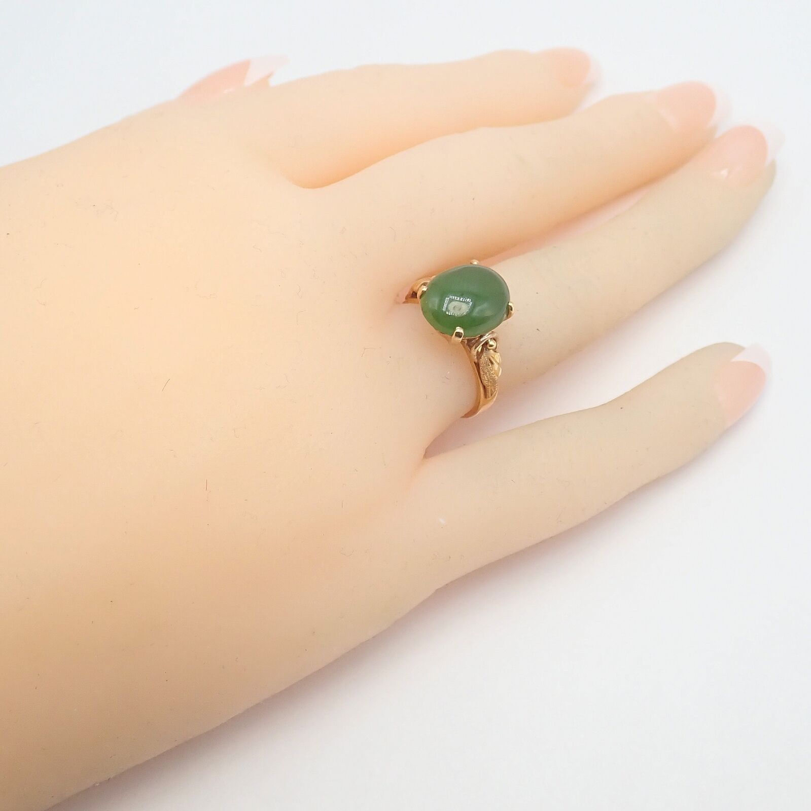 MG Jewelry & Watches:Vintage & Antique Jewelry:Rings Vintage Estate 14k Yellow Gold Jade MG Ring sz 5