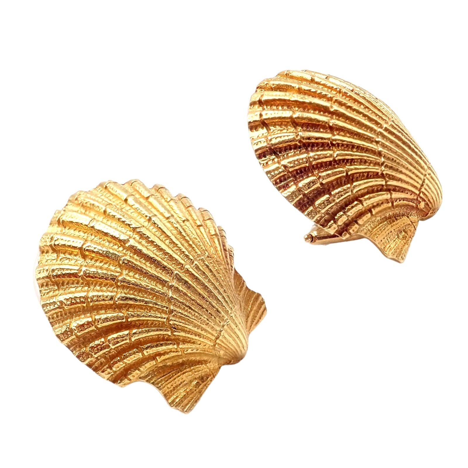 Tiffany & Co. Jewelry & Watches:Fine Jewelry:Earrings Authentic! Vintage Tiffany & Co Schlumberger 18k Yellow Gold Seashell Earrings