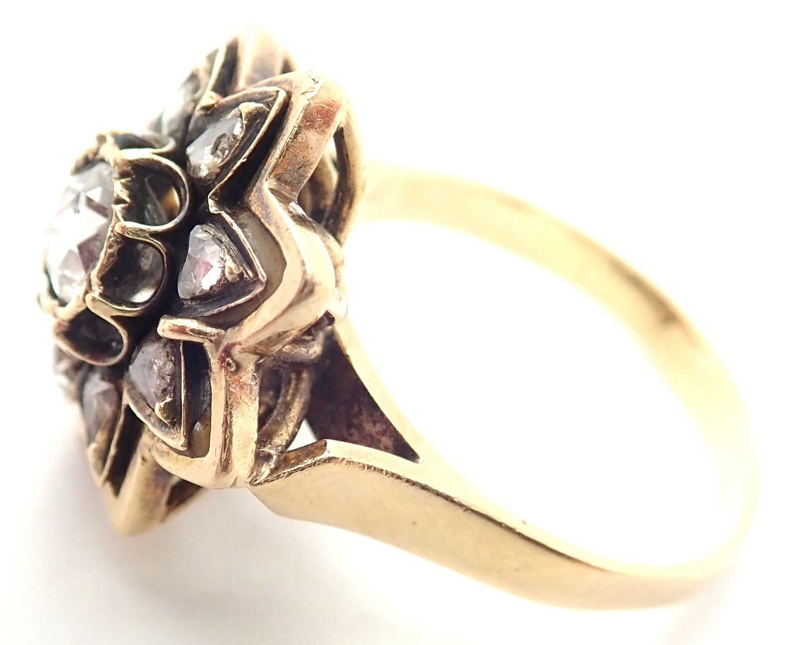 Karl Faberge Jewelry & Watches:Fine Jewelry:Rings Antique! Imperial Russian Karl Faberge 18k 72 Yellow Gold Diamond Flower Ring