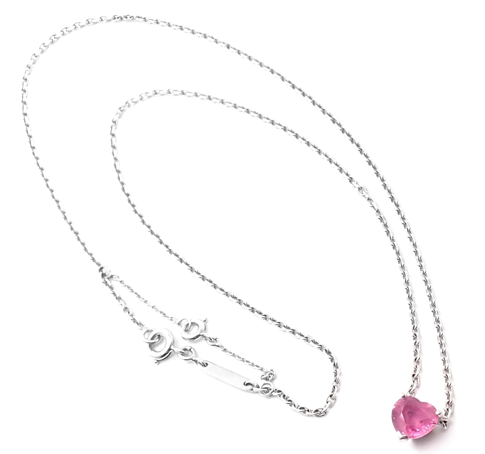 Cartier Jewelry & Watches:Fine Jewelry:Necklaces & Pendants Authentic! Cartier 18k White Gold Heart Shape Pink Sapphire Pendant Necklace
