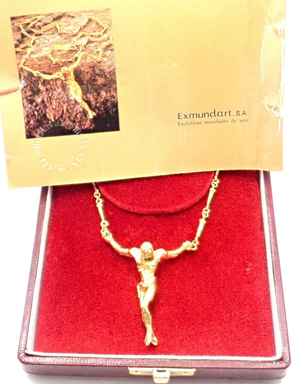 Salvator Dali Jewelry & Watches:Fine Jewelry:Necklaces & Pendants Salvador Dali 18K Gold Large Christ Saint John Cross Bracelet Necklace Cert Box