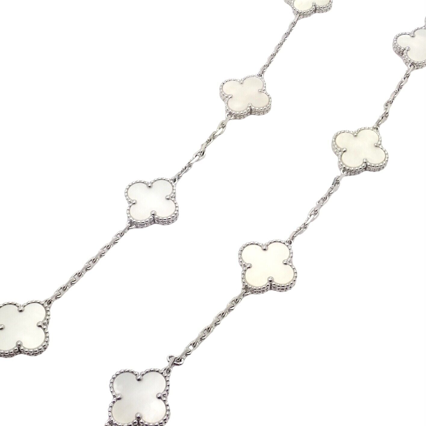 Van Cleef & Arpels Jewelry & Watches:Fine Jewelry:Necklaces & Pendants Van Cleef & Arpels 18k White Gold 20 Motif Mother Of Pearl Alhambra Necklace