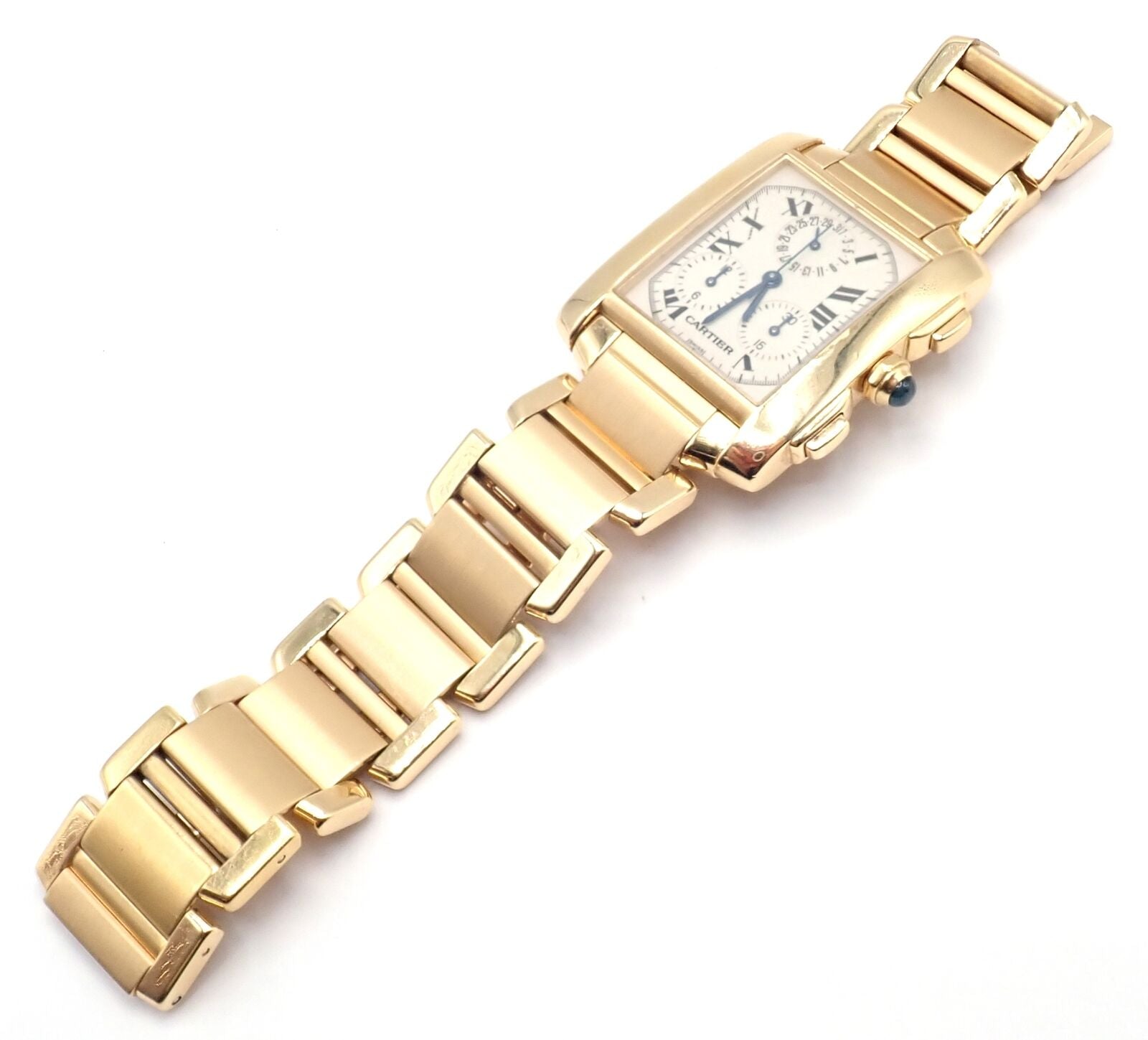 Cartier Jewelry & Watches:Watches, Parts & Accessories:Watches:Wristwatches Authentic! Cartier 18k Yellow Gold Tank Francaise Chronograph Quartz Watch 1830