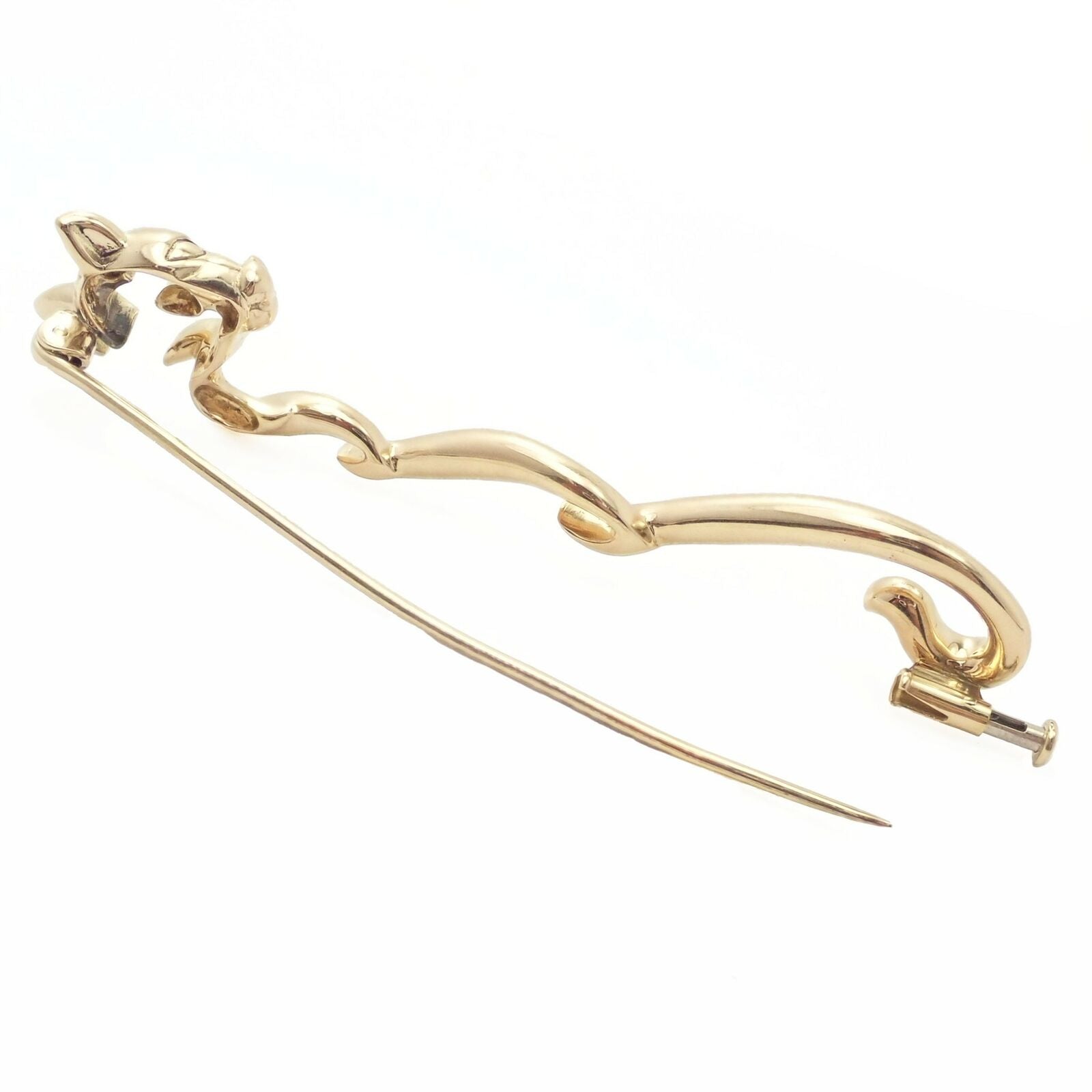 Asprey Jewelry & Watches:Fine Jewelry:Brooches & Pins Authentic! Asprey 18k Yellow Gold Diamond Panther Pin Brooch