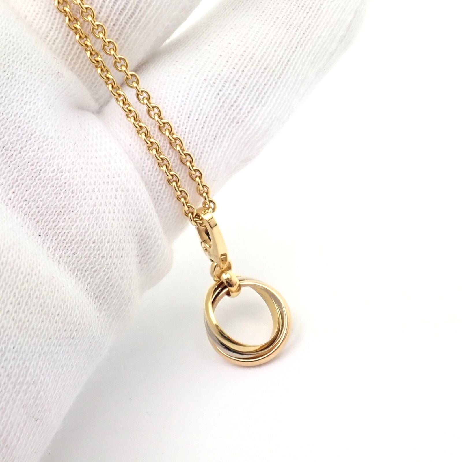 Cartier Jewelry & Watches:Fine Jewelry:Necklaces & Pendants Authentic! Cartier 18k Tricolor Gold Trinity Pendant Chain Necklace