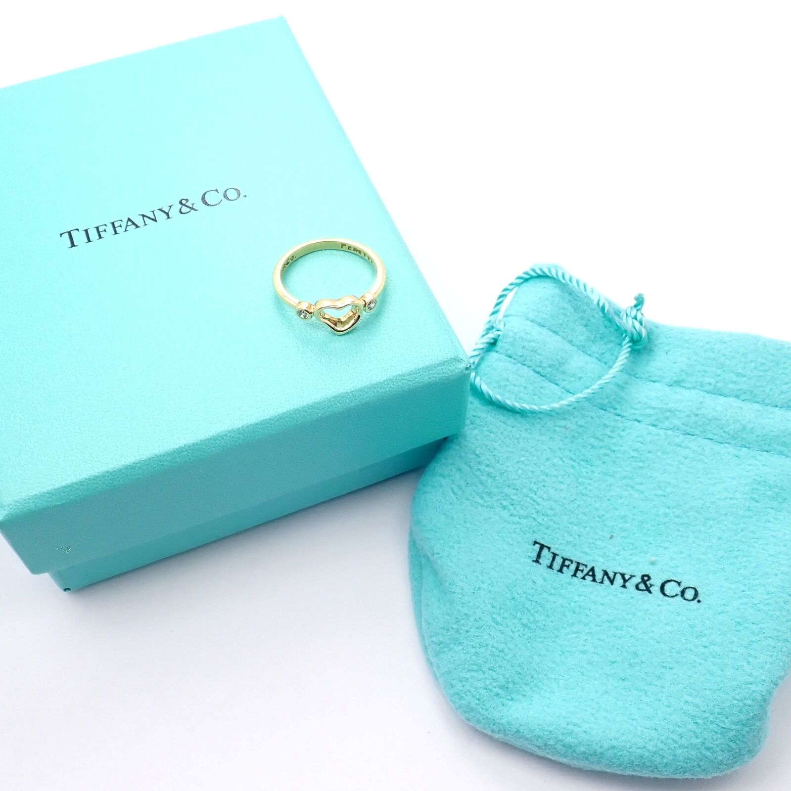 Tiffany & Co. Jewelry & Watches:Fine Jewelry:Rings Tiffany & Co 18k Yellow Gold Diamond Peretti Open Heart Ring sz 5