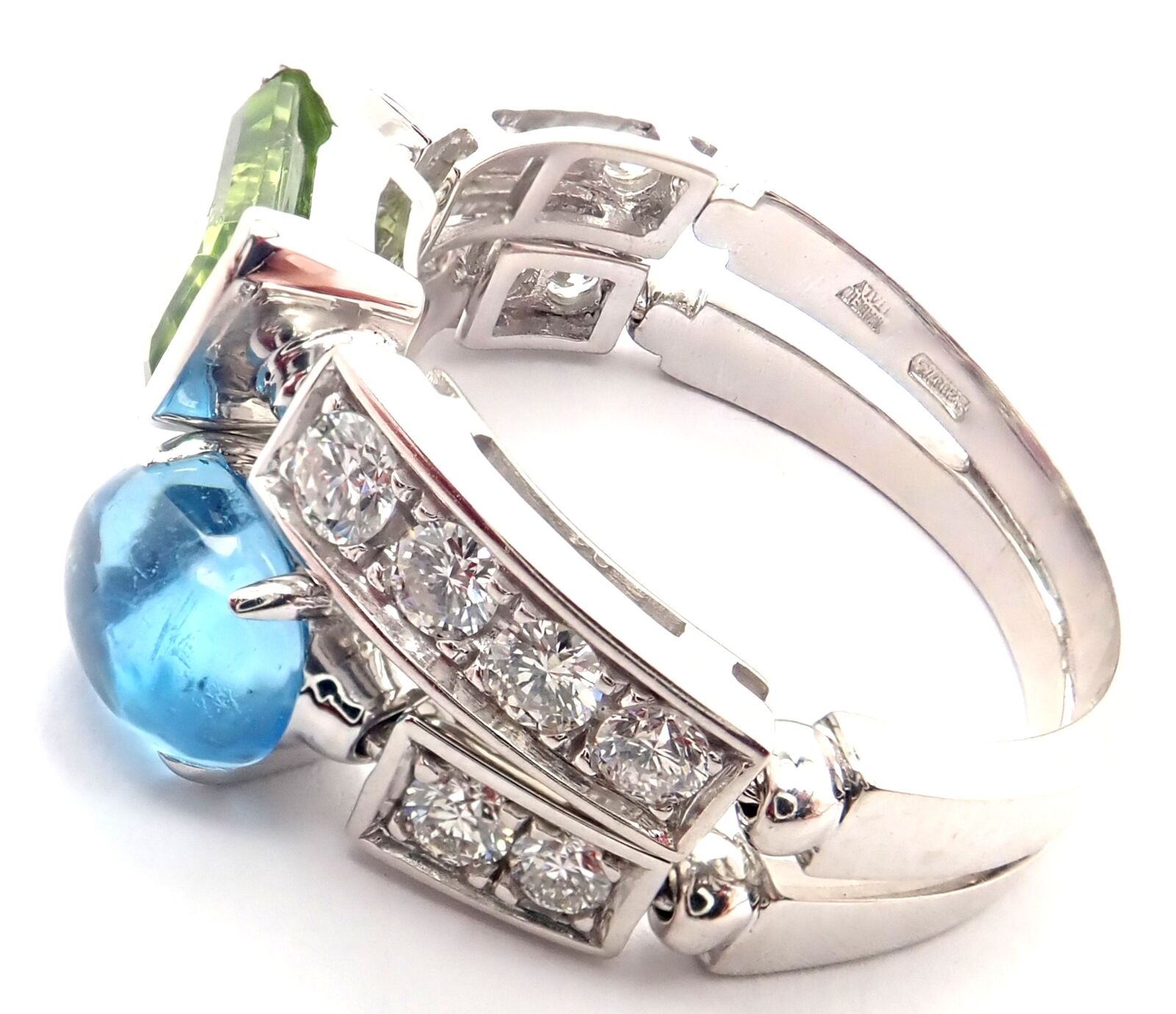 Bulgari Jewelry & Watches:Fine Jewelry:Rings Bulgari Bulgari Allegra 18k Gold Diamond Peridot Tourmaline Aquamarine Band Ring