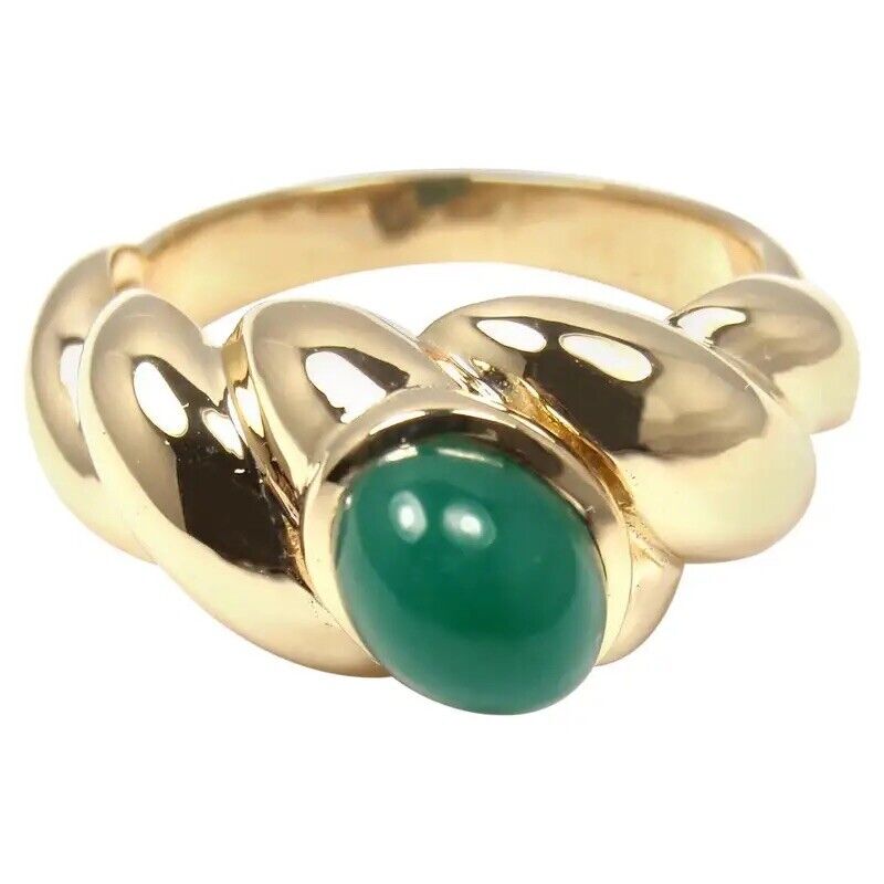 Antique Arts & Crafts Green Chalcedony Ring Edwardian Signet Intaglio -  Ruby Lane