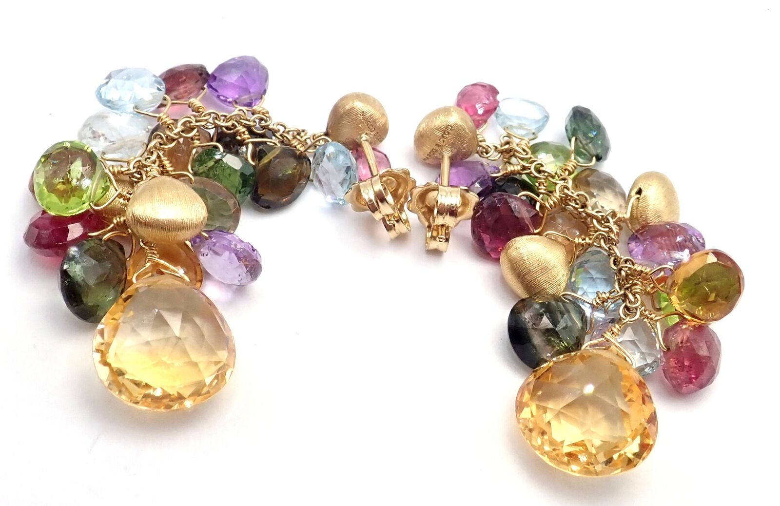 Marco Bicego Jewelry & Watches:Fine Jewelry:Earrings Authentic! Marco Bicego 18k Yellow Gold Paradise Multicolor Gems Drop Earrings