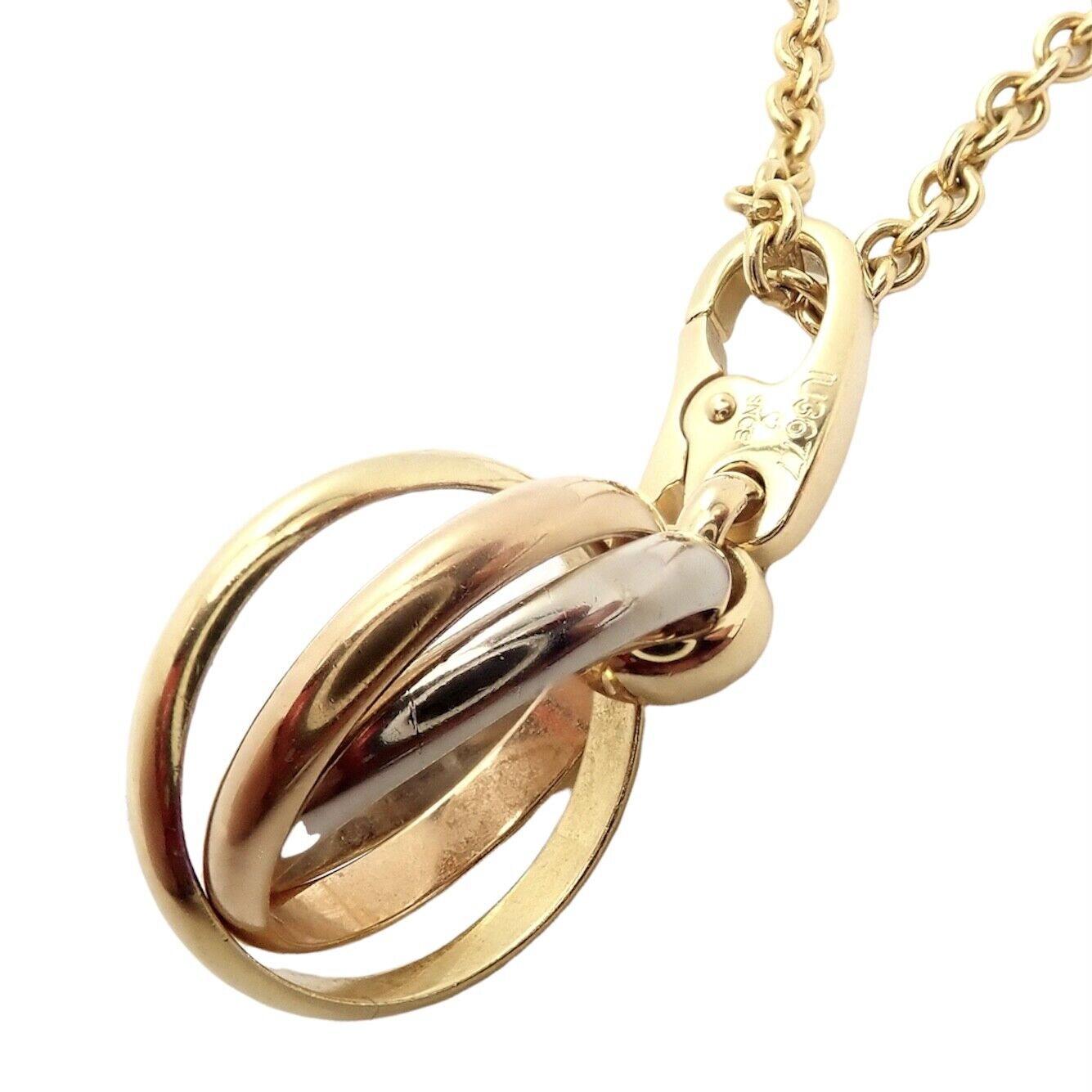 Cartier Jewelry & Watches:Fine Jewelry:Necklaces & Pendants Authentic! Cartier 18k Tricolor Gold Trinity Pendant Chain Necklace