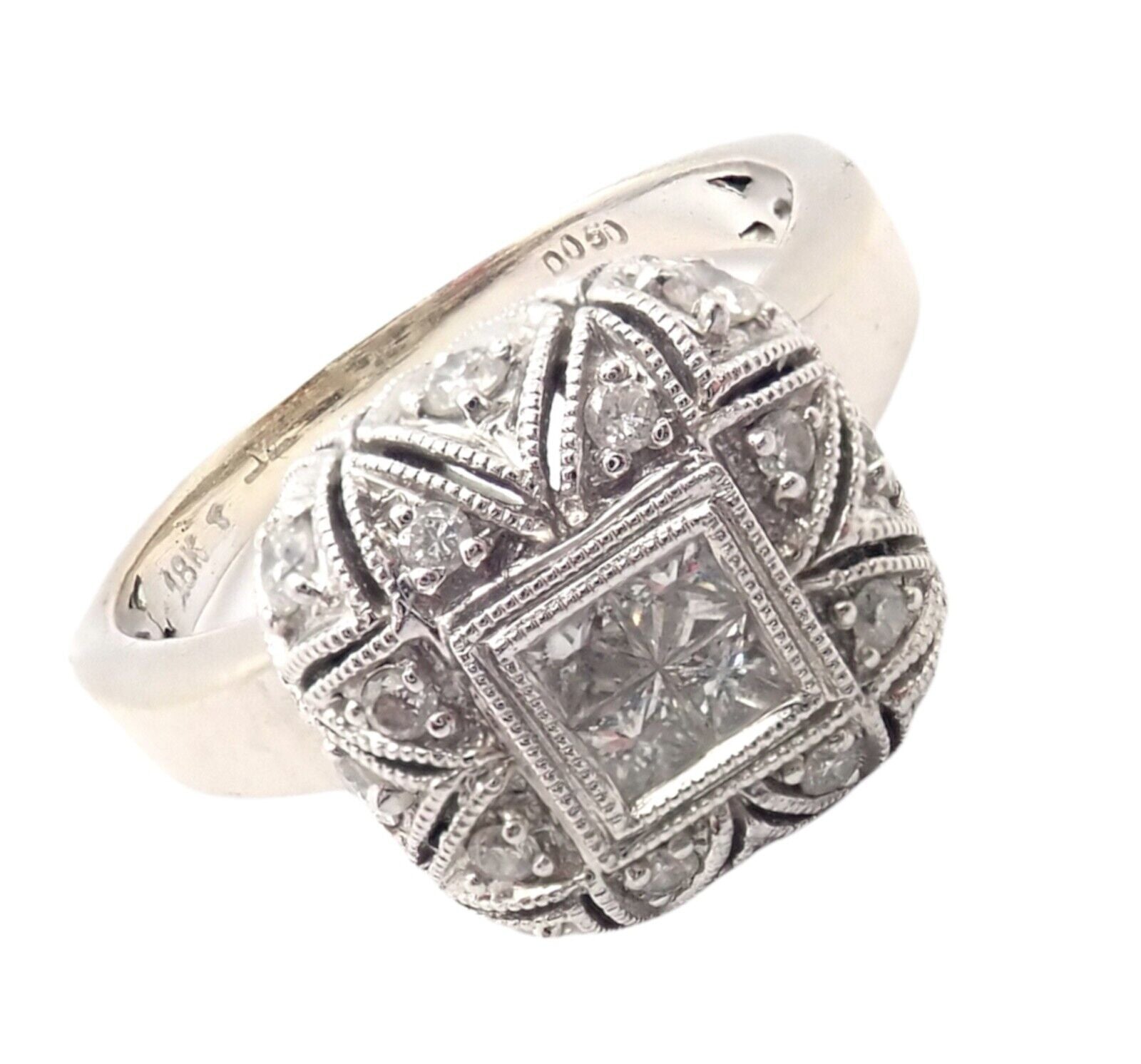 LeVian Jewelry & Watches:Fine Jewelry:Rings Authentic! LeVian 18k White Gold Diamond Pillow Ring sz 6