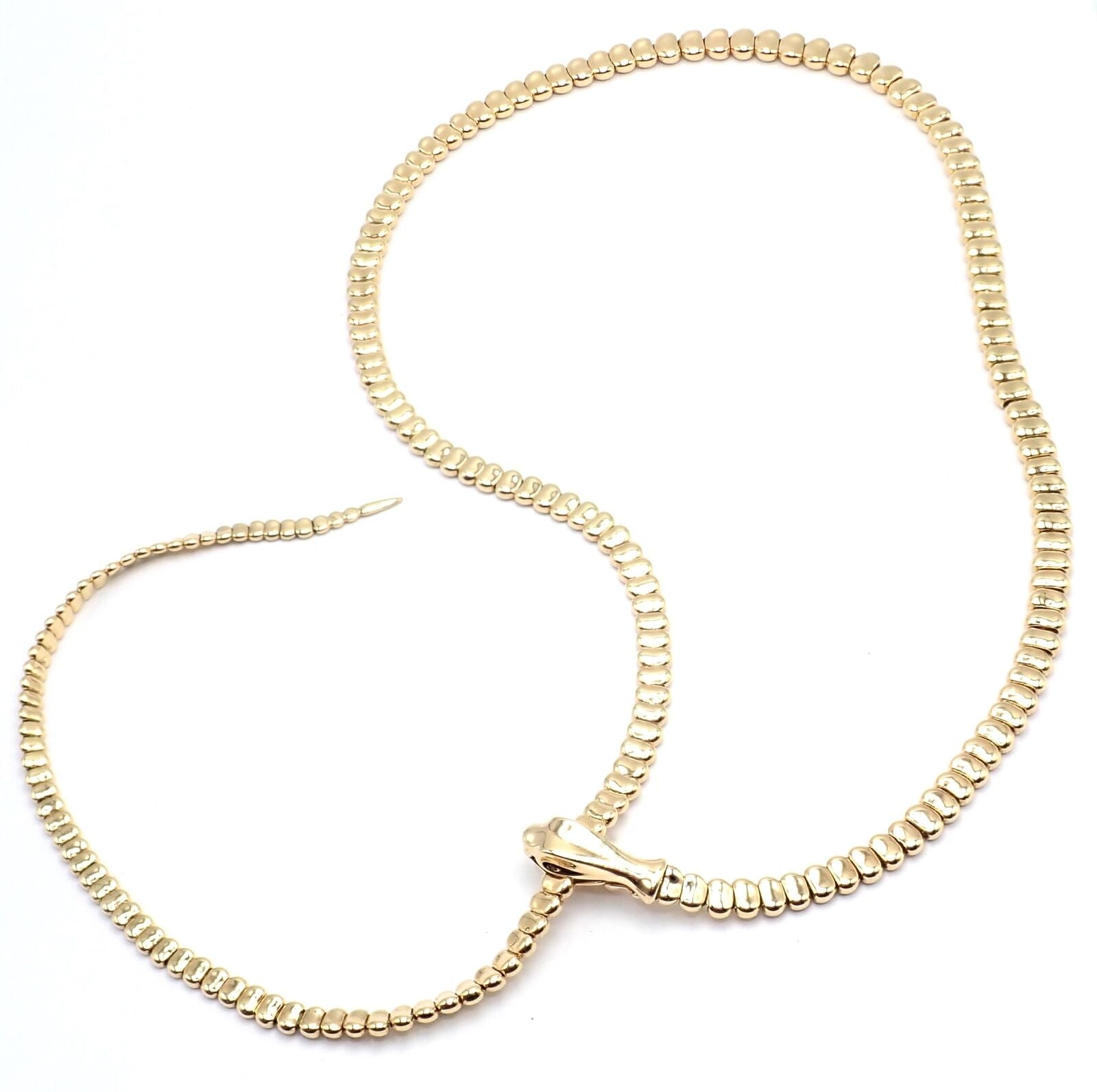 Authentic! Tiffany & Co Elsa Peretti 18k Yellow Gold Snake Lariat Long Necklace | Fortrove