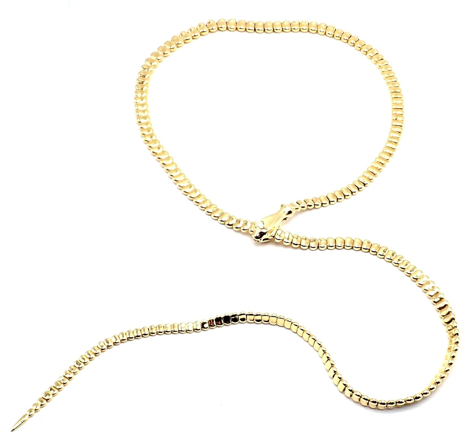 Authentic! Tiffany & Co Elsa Peretti 18k Yellow Gold Snake Lariat Long Necklace | Fortrove