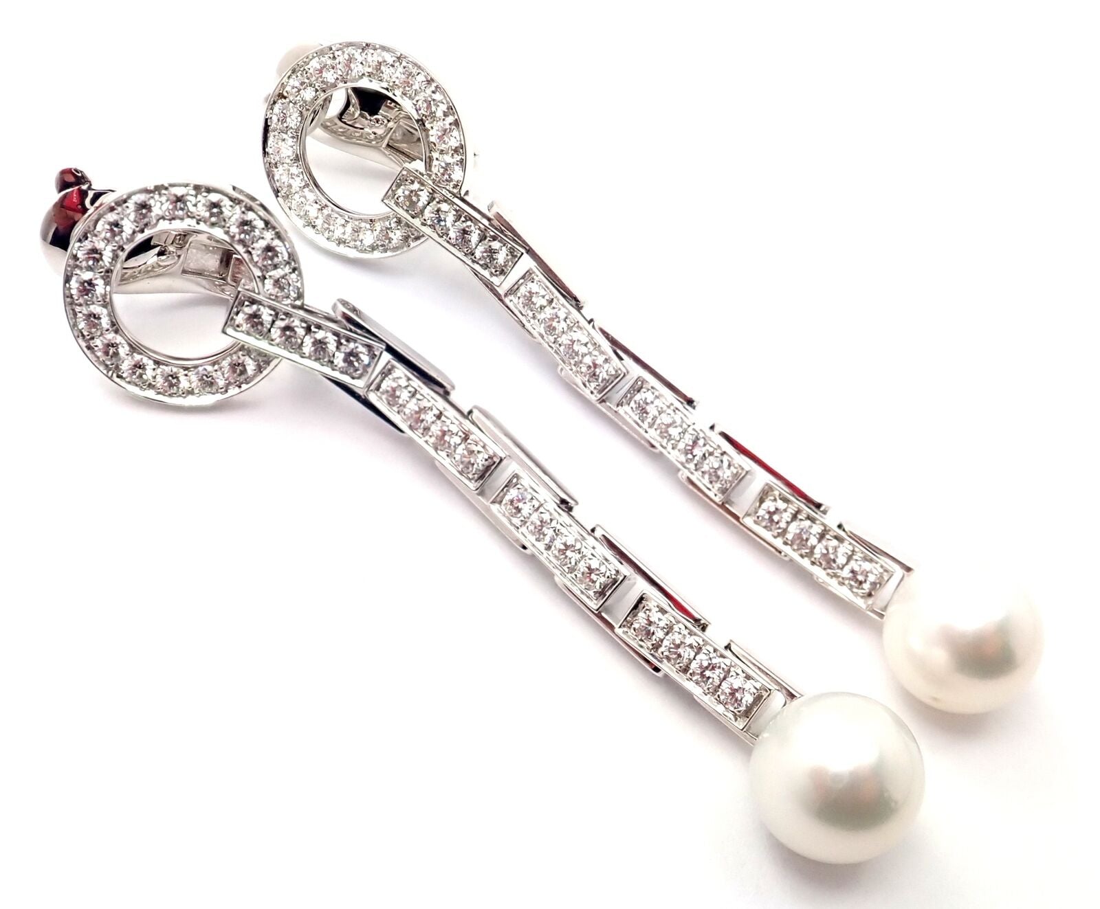 Cartier Jewelry & Watches:Fine Jewelry:Earrings Authentic! Cartier Agrafe 18k White Gold Diamond Pearl Earrings Paper