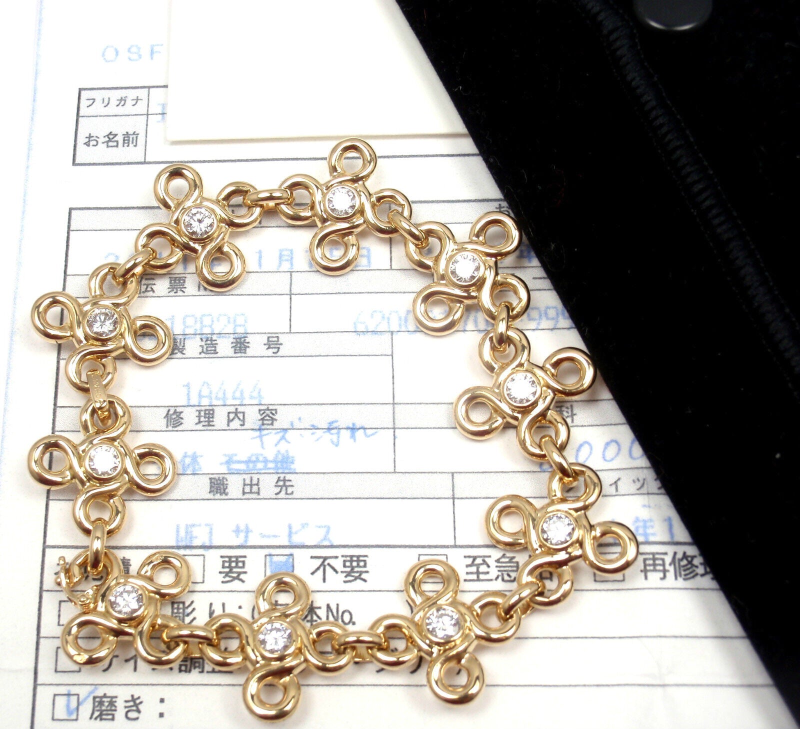 Rare! Authentic Chanel 18K Yellow Gold Diamond Bracelet Papers
