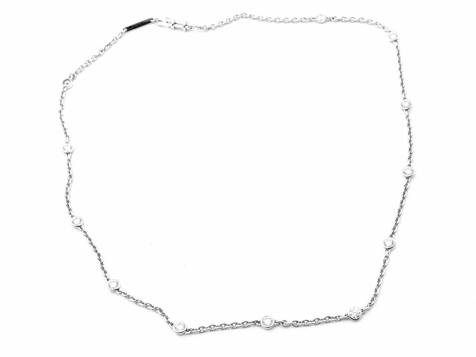 Authentic Cartier 18k White Gold 1.5ct Diamond By The Yard Chain Necklace