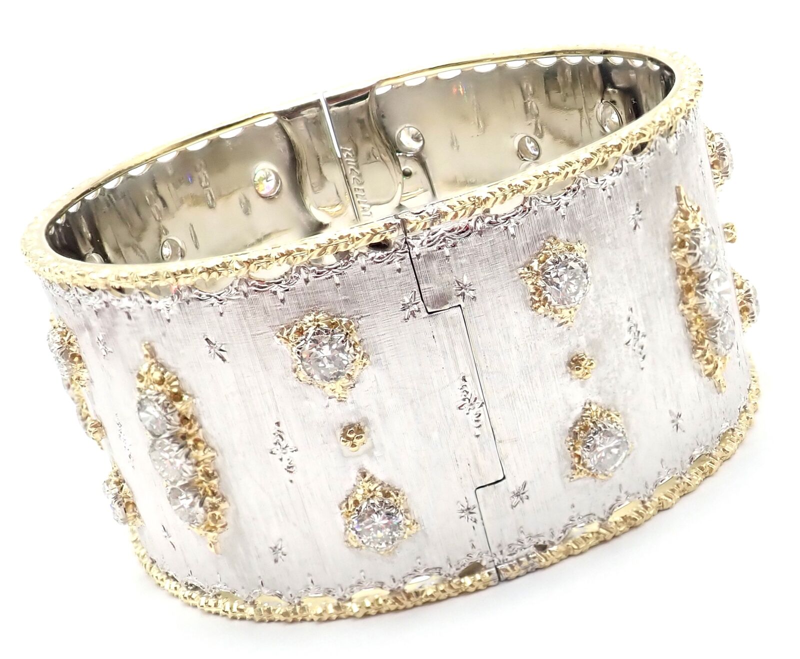 Buccellati Jewelry & Watches:Fine Jewelry:Bracelets & Charms Authentic! Buccellati 18k White Yellow Gold Diamond Bangle Bracelet