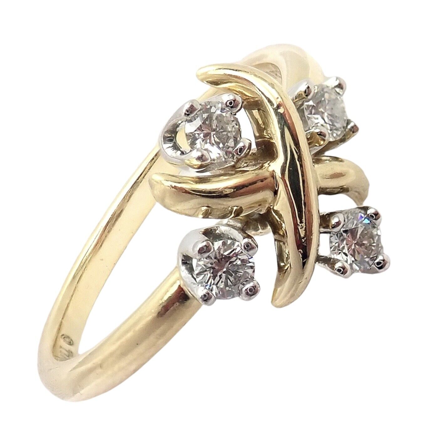 Tiffany & Co. Jewelry & Watches:Fine Jewelry:Rings Authentic! Tiffany & Co Schlumberger 18k Gold Platinum Diamond Lynn Ring Sz 6.5