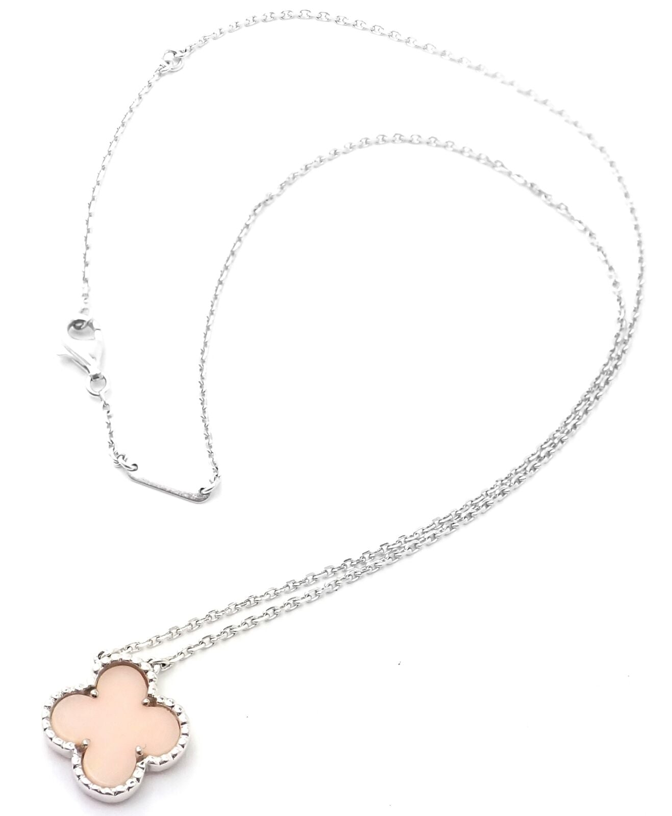 Van Cleef & Arpels Jewelry & Watches:Fine Jewelry:Necklaces & Pendants Authentic! Van Cleef & Arpels Alhambra 18k White Gold Pink Opal Pendant Necklace
