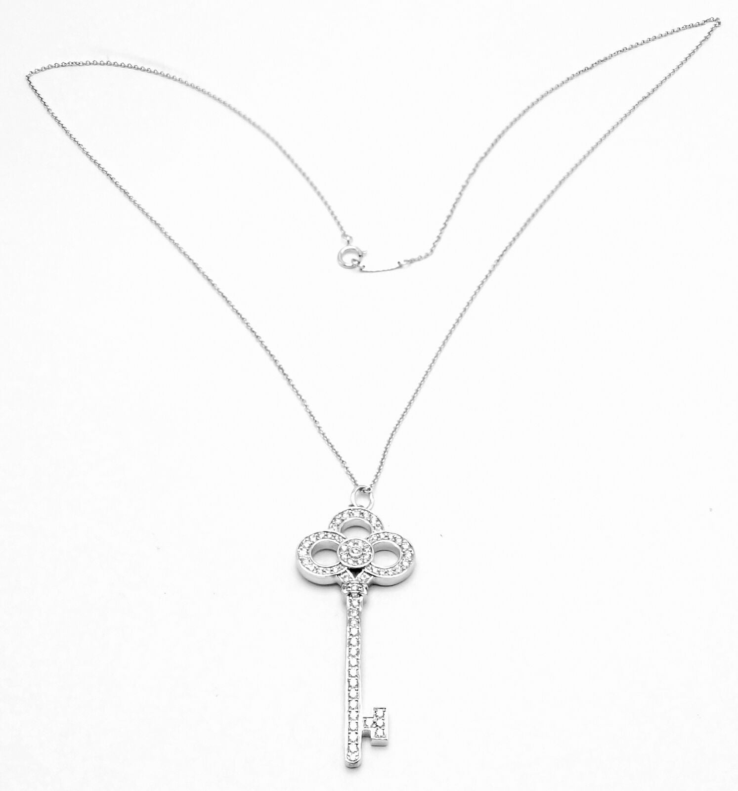 Tiffany & Co. Jewelry & Watches:Fine Jewelry:Necklaces & Pendants Authentic! Tiffany & Co Crown Platinum Diamond Large Key Pendant Necklace
