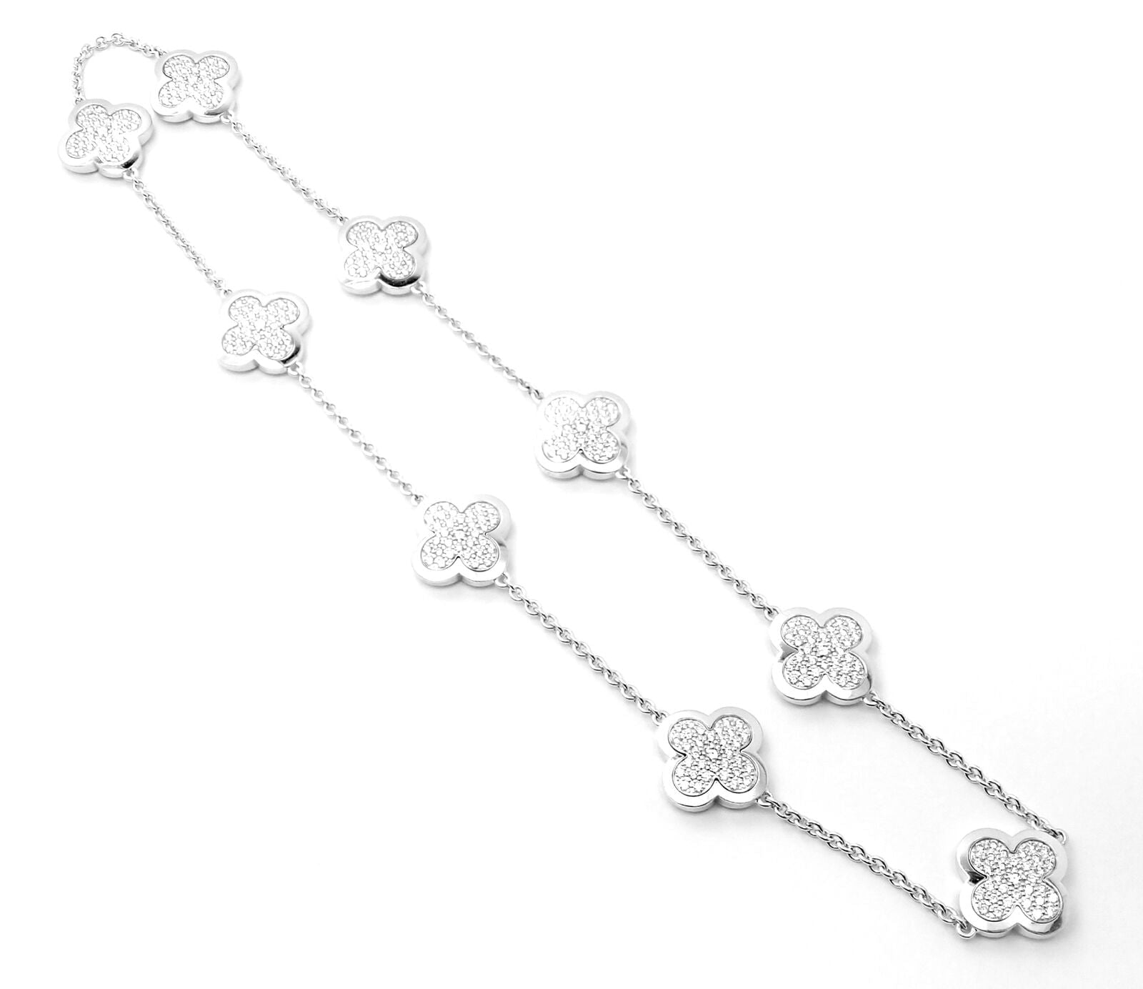 Van Cleef & Arpels Jewelry & Watches:Fine Jewelry:Necklaces & Pendants Authentic Van Cleef & Arpels 18k White Gold Diamond Pure Alhambra Necklace Paper