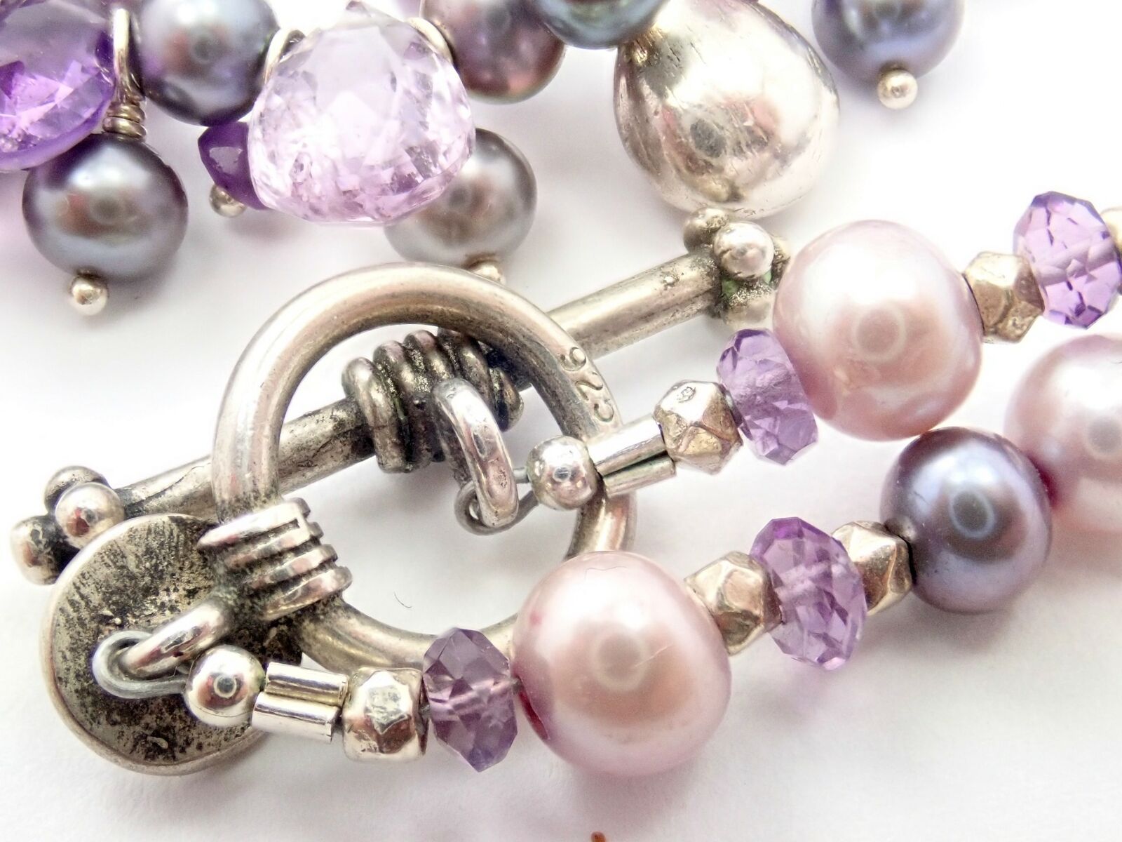 Laura Gibson Jewelry & Watches:Fine Jewelry:Necklaces & Pendants Laura Gibson Silver Purple Amethyst Briolette Pearl Bead Candy Necklace