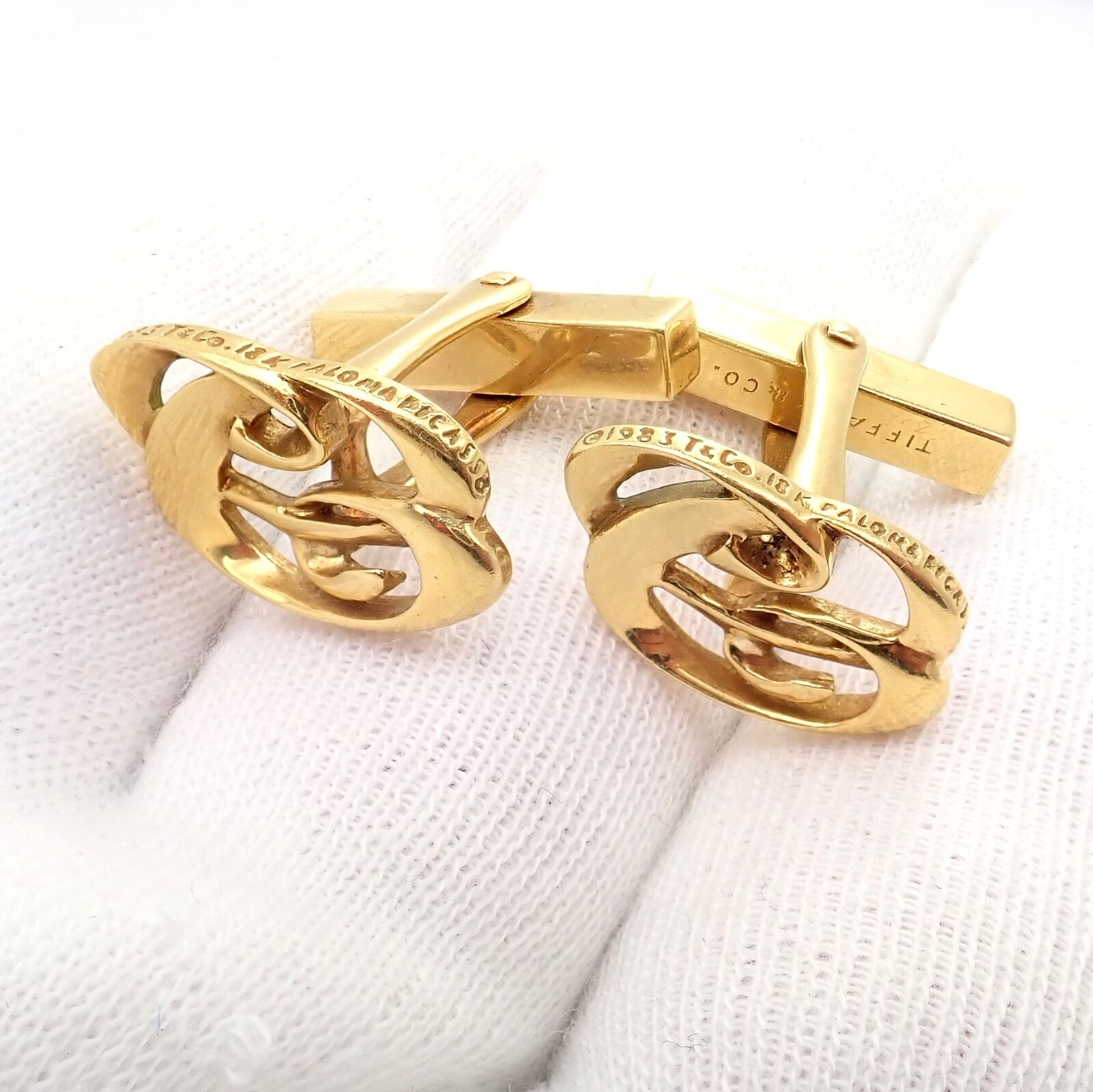 Tiffany & Co. Jewelry & Watches:Men's Jewelry:Cufflinks Authentic! Vintage Tiffany & Co 18k Yellow Gold Picasso Swirl Cufflinks 1983