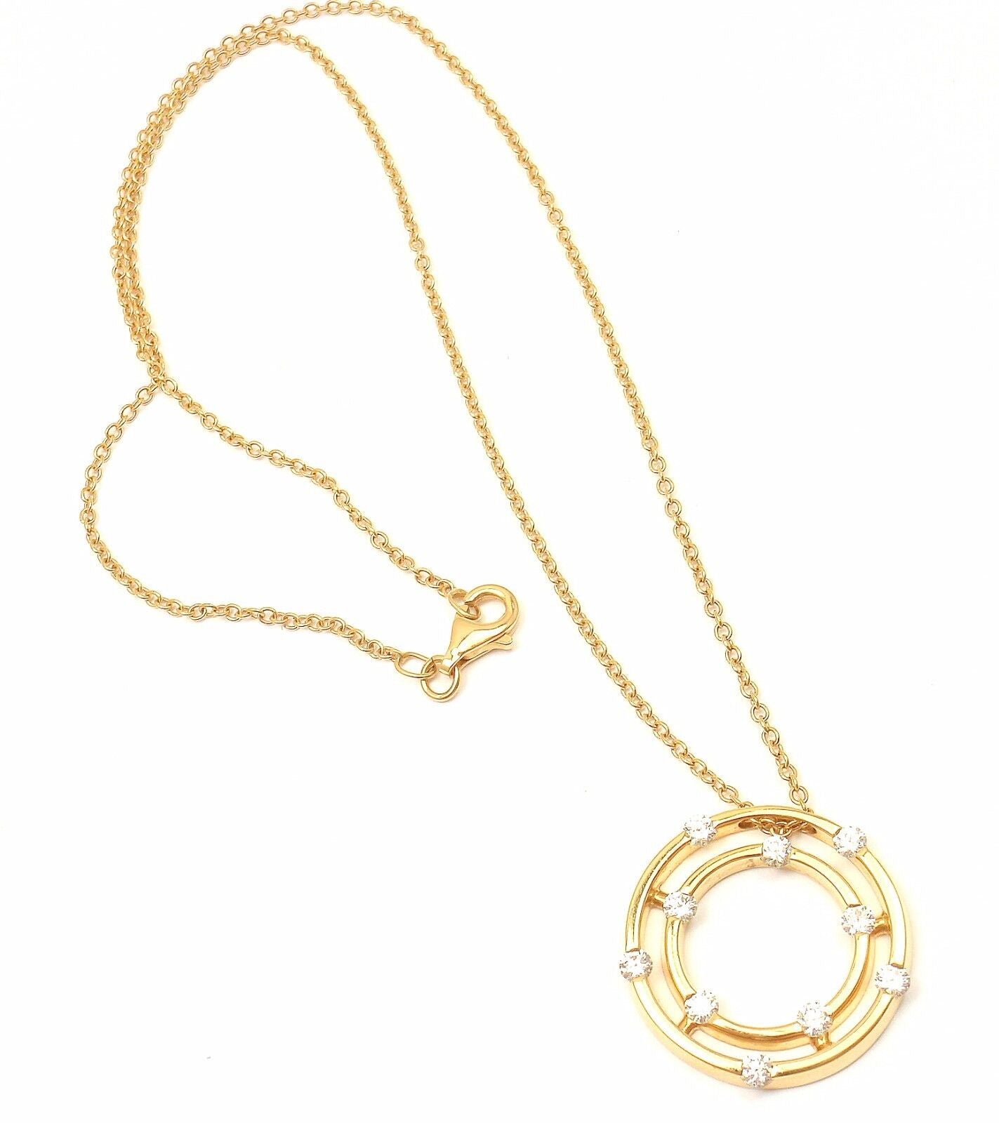 Roberto Coin Jewelry & Watches:Fine Jewelry:Necklaces & Pendants ROBERTO COIN 18K YELLOW GOLD DOUBLE HOOP DIAMOND PENDANT NECKLACE