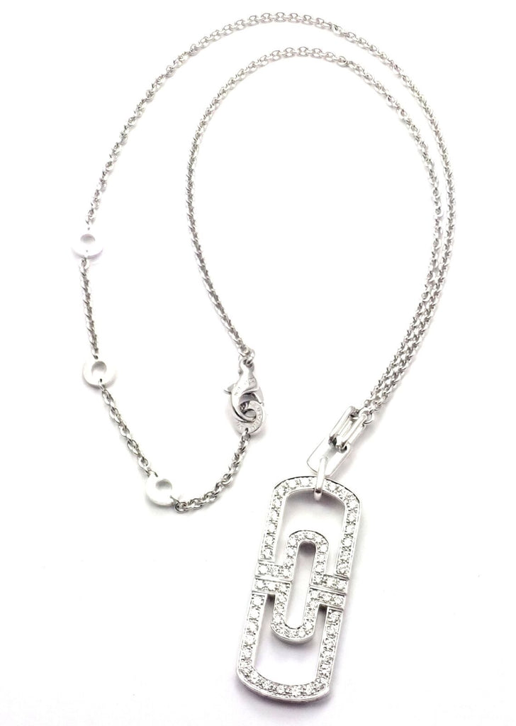 Bulgari Diamond Set White Gold Long Chain - FD Gallery