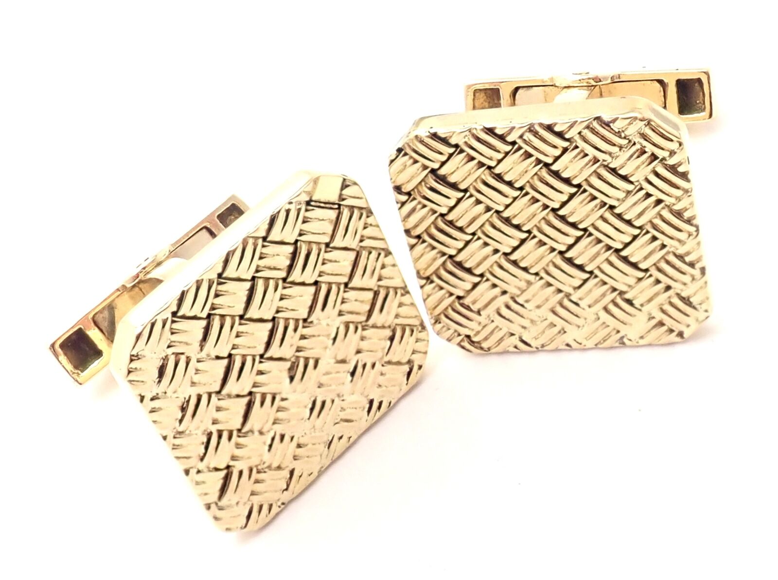 Tiffany & Co. Jewelry & Watches:Men's Jewelry:Cufflinks Authentic! Vintage Tiffany & Co 18k Yellow Gold Basket Weave Cufflinks