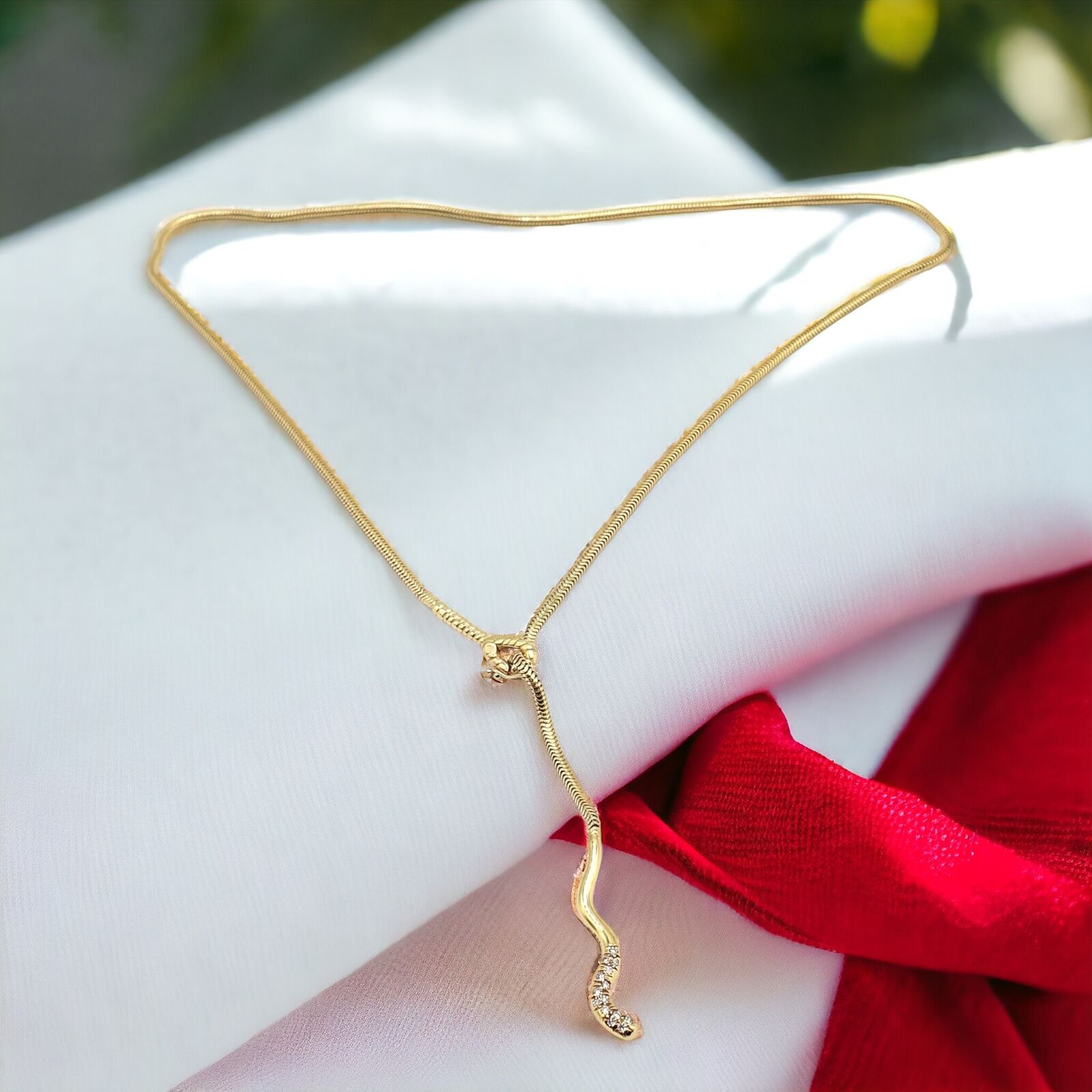 Tiffany & Co. Jewelry & Watches:Fine Jewelry:Necklaces & Pendants Authentic! Vintage Tiffany & Co 18k Yellow Gold Diamond Snake Lariat Necklace