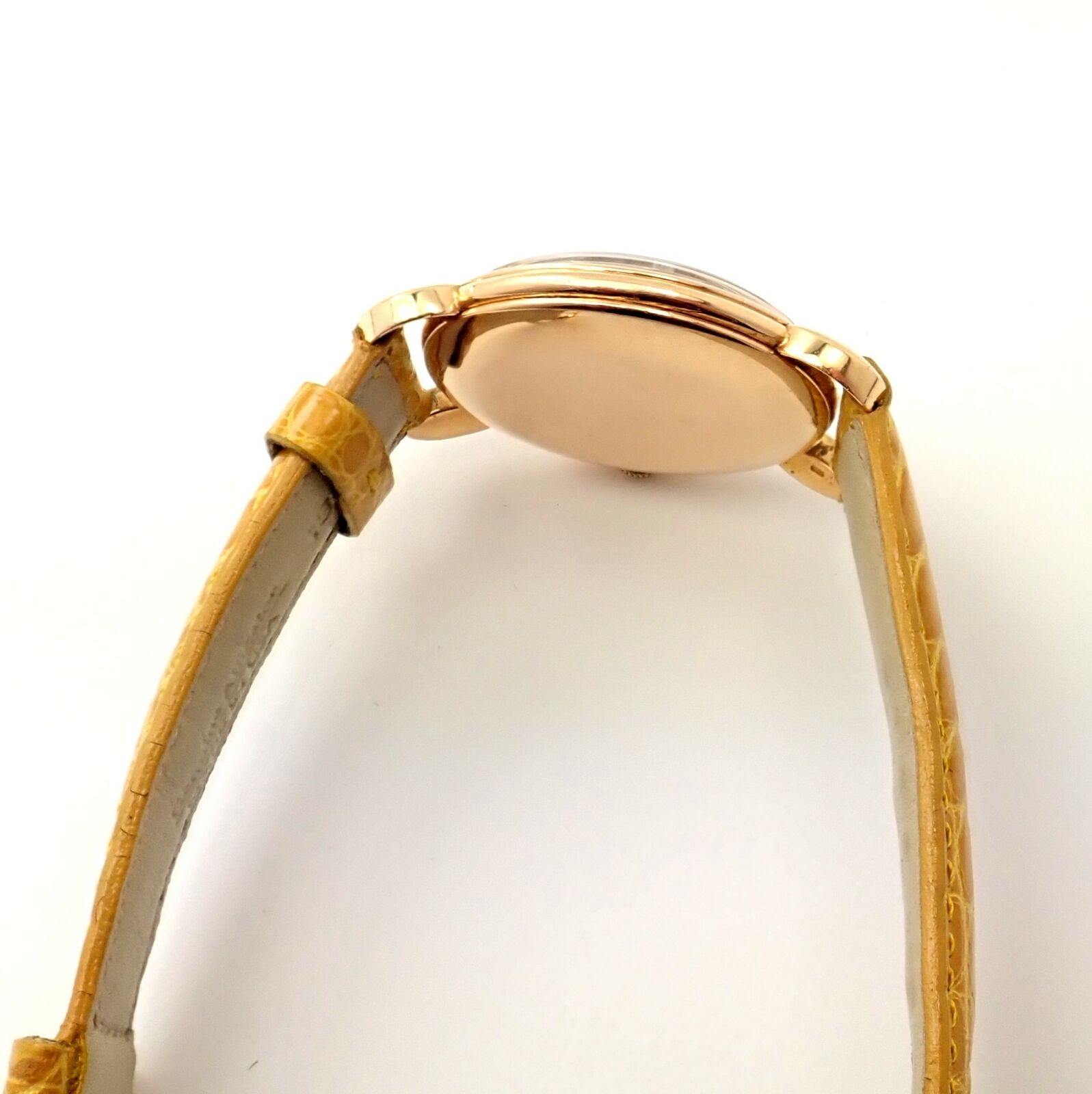 Movado Jewelry & Watches:Watches, Parts & Accessories:Watches:Wristwatches Movado 18k Yellow Gold Automatic Bumper Yellow Alligator Band Watch R8405