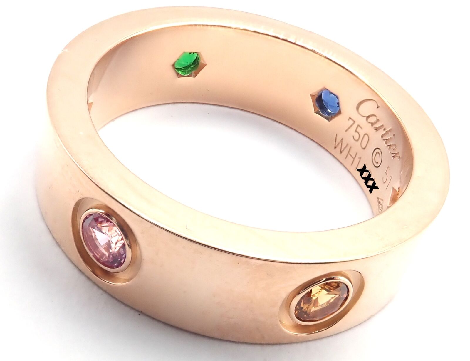Cartier Jewelry & Watches:Fine Jewelry:Rings Authentic! Cartier 18k Rose Gold Multi-Gem Love Band Ring Size 51 Paper