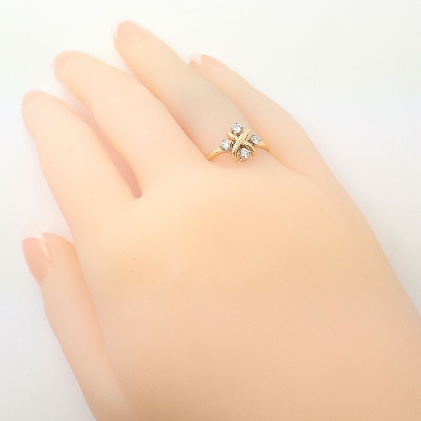 Authentic! Tiffany & Co Schlumberger 18k Gold Platinum Diamond Lynn Ring Sz 6.5 | Fortrove