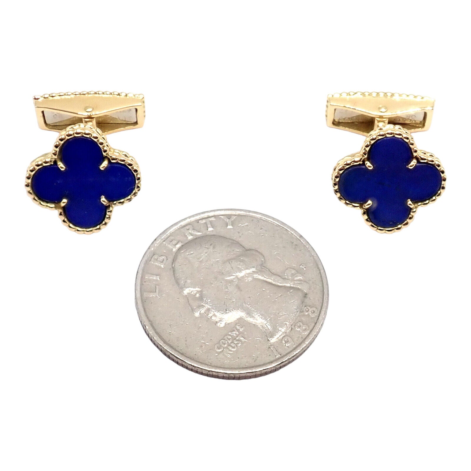 Van Cleef & Arpels Jewelry & Watches:Men's Jewelry:Cufflinks Rare! Van Cleef & Arpels 18k Yellow Gold Vintage Alhambra Blue Lapis Cufflinks