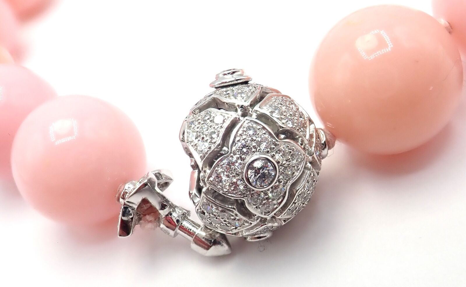 Van Cleef & Arpels Jewelry & Watches:Fine Jewelry:Necklaces & Pendants Authentic! Van Cleef & Arpels 18k Wh. Gold Large Pink Opal Diamond Necklace Cert