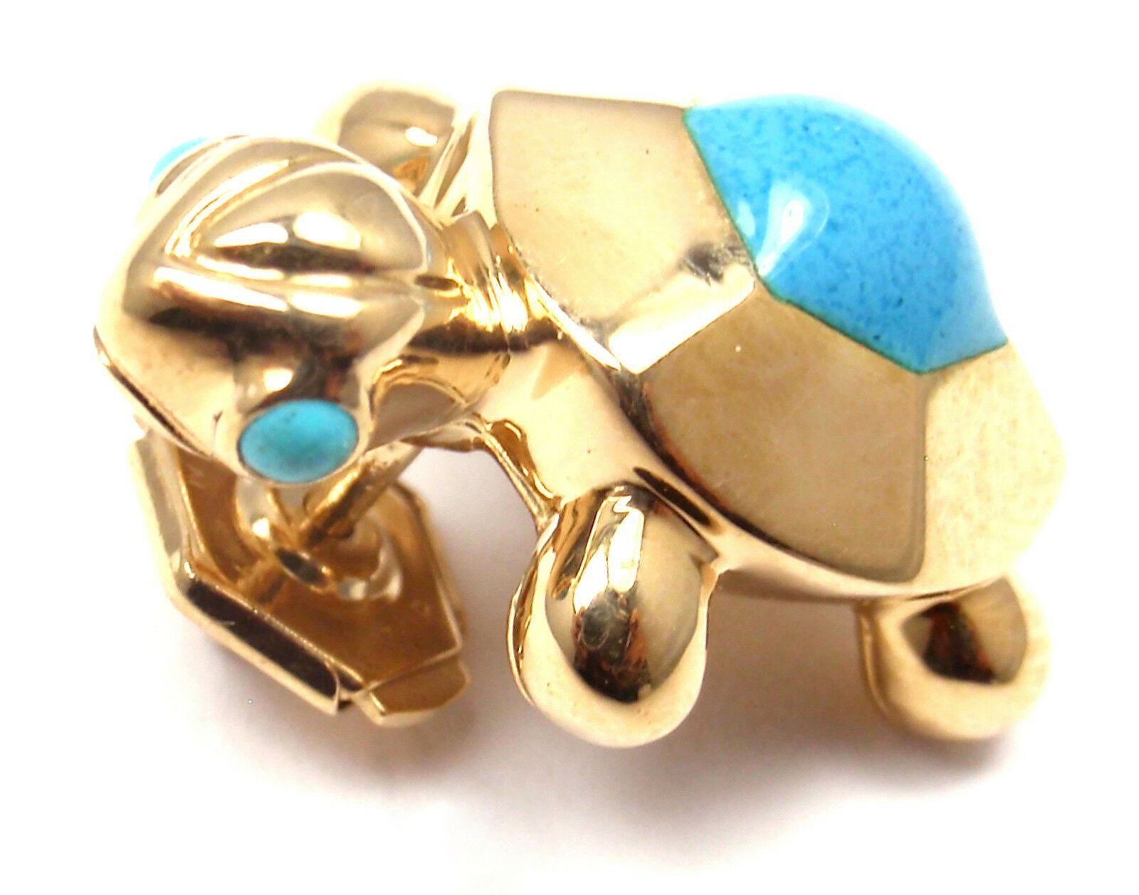 Cartier Jewelry & Watches:Fine Jewelry:Brooches & Pins Rare! Authentic Cartier 18k Yellow Gold Turquoise Turtle Tie Lapel Pin