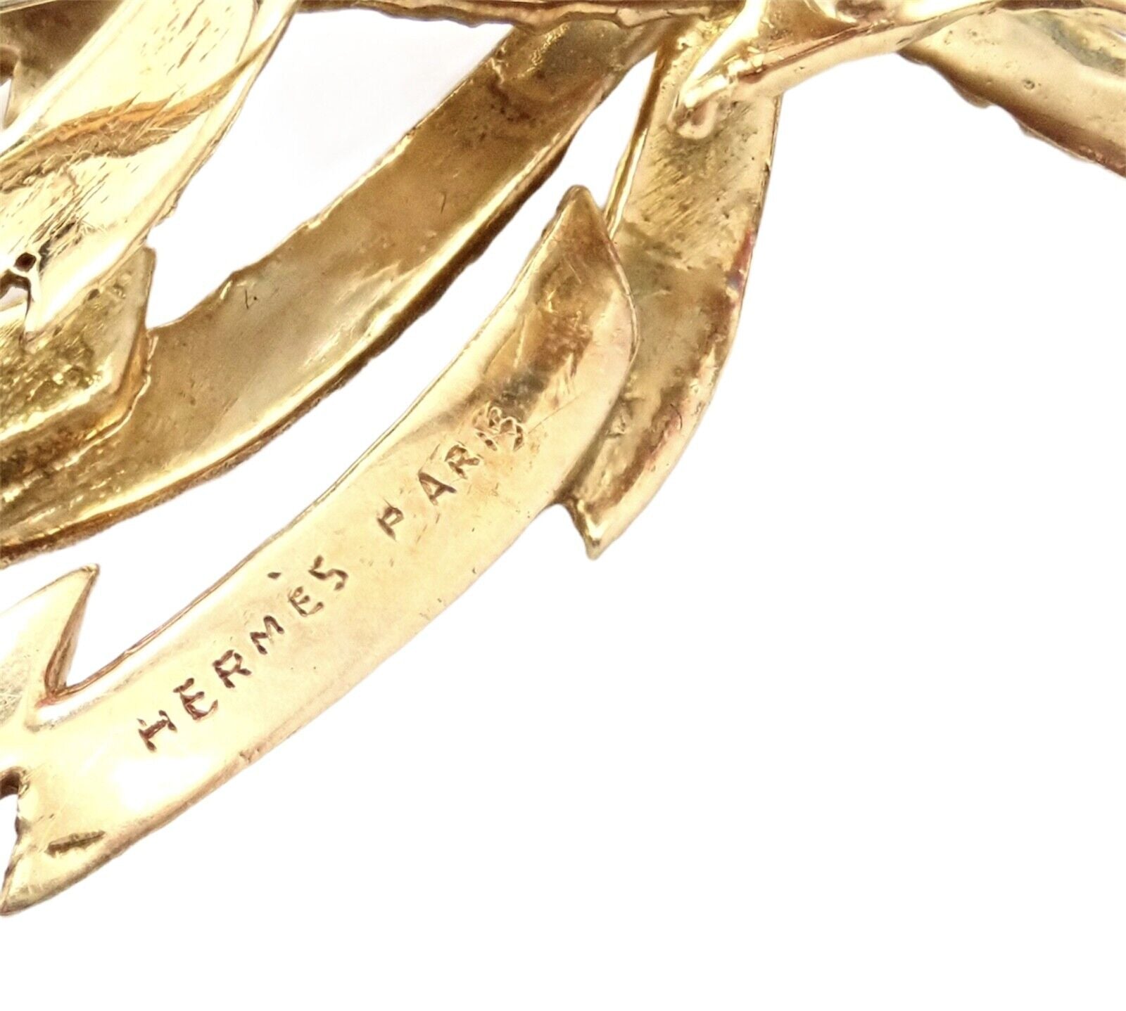 Rare Authentic Vintage Hermes Paris 18k Yellow Gold Starburst Comet Brooch  Pin
