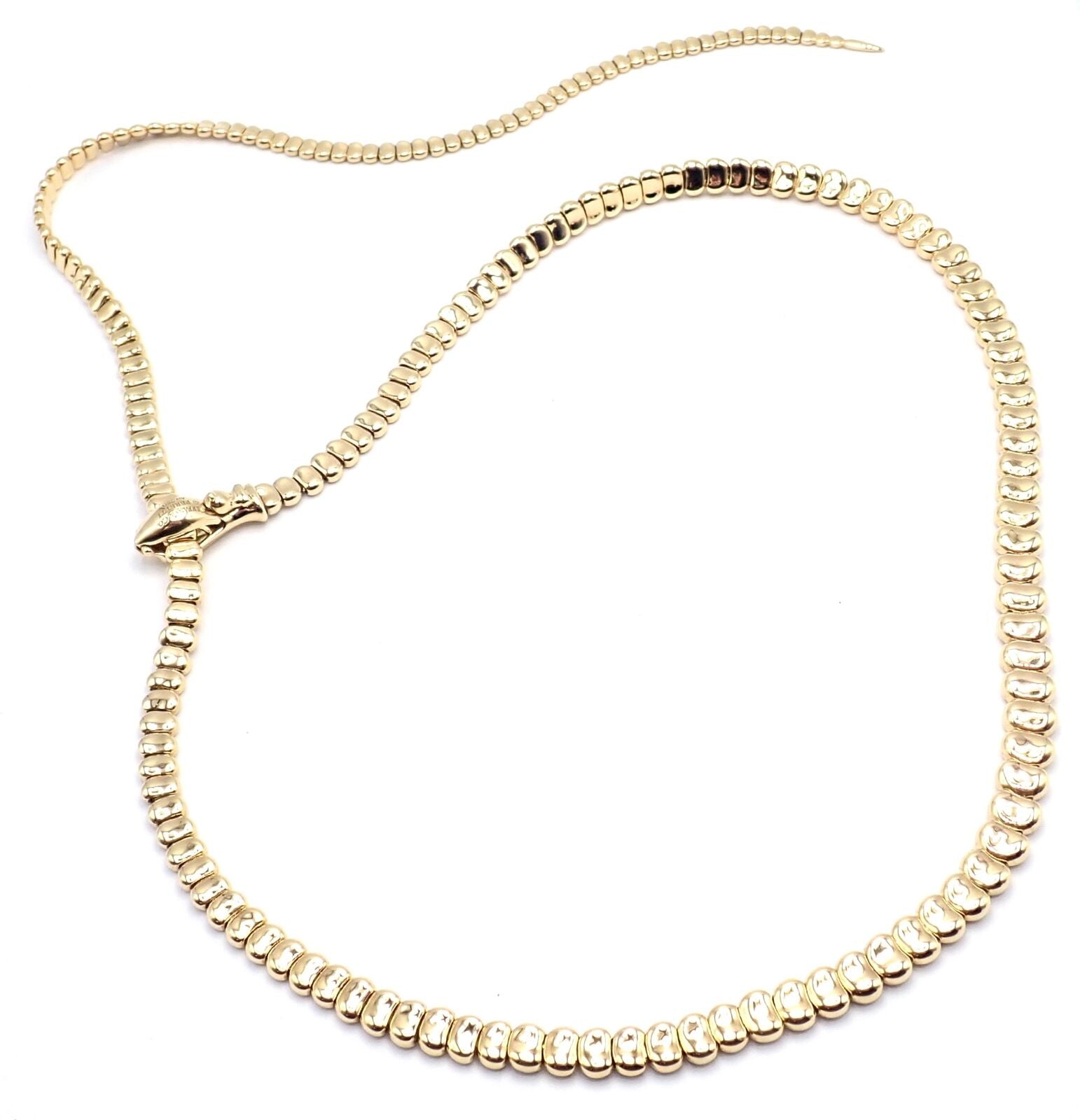 Authentic! Tiffany & Co Elsa Peretti 18k Yellow Gold Snake Lariat Long Necklace | Fortrove