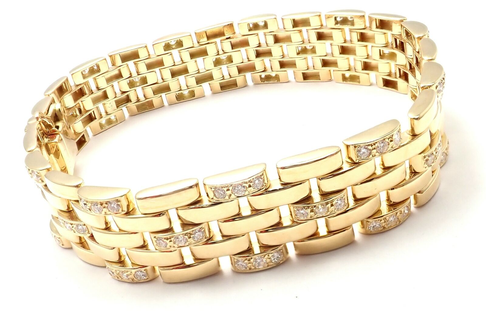 Cartier Jewelry & Watches:Fine Jewelry:Bracelets & Charms Authentic Cartier Maillon Panthere 18K Gold Diamond Five Row Link Gold Bracelet