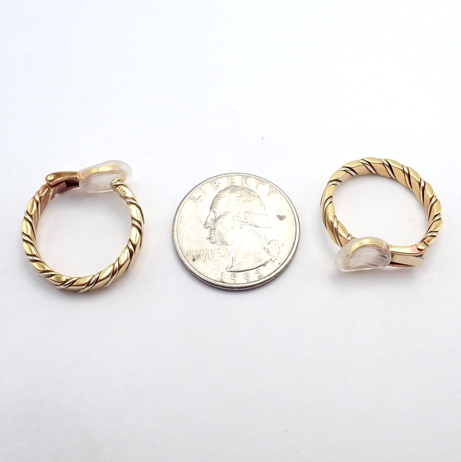Pomellato Jewelry & Watches:Fine Jewelry:Earrings Rare! Authentic Pomellato 18k Yellow + White Gold Hoop Earrings