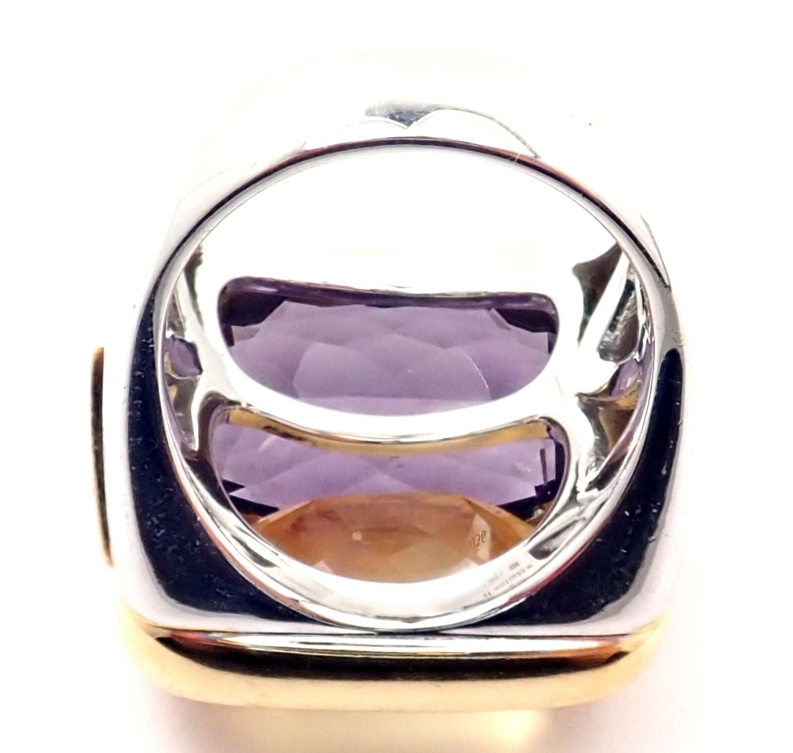 Marina B Jewelry & Watches:Fine Jewelry:Rings Authentic! Marina B 18k Yellow And White Gold Amethyst Citrine Large Ring
