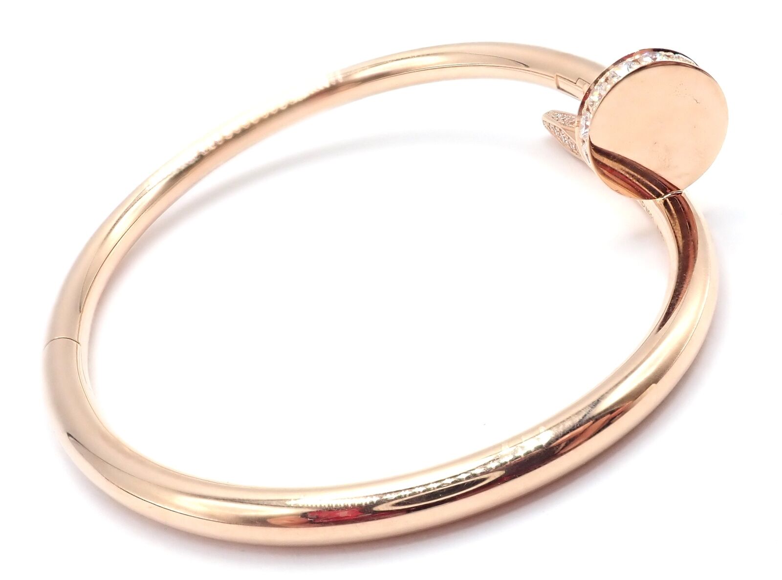 Cartier Jewelry & Watches:Fine Jewelry:Bracelets & Charms Cartier Juste un Clou Nail 18k Rose Gold Diamond Bangle Bracelet Size 16 Cert.