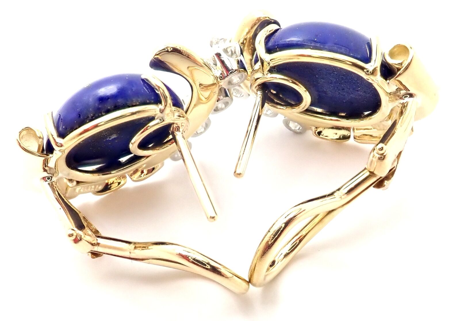 Raymon Yard Jewelry & Watches:Fine Jewelry:Earrings Vintage! Authentic Raymond Yard 18k Yellow Gold Diamond Lapis Lazuli Earrings