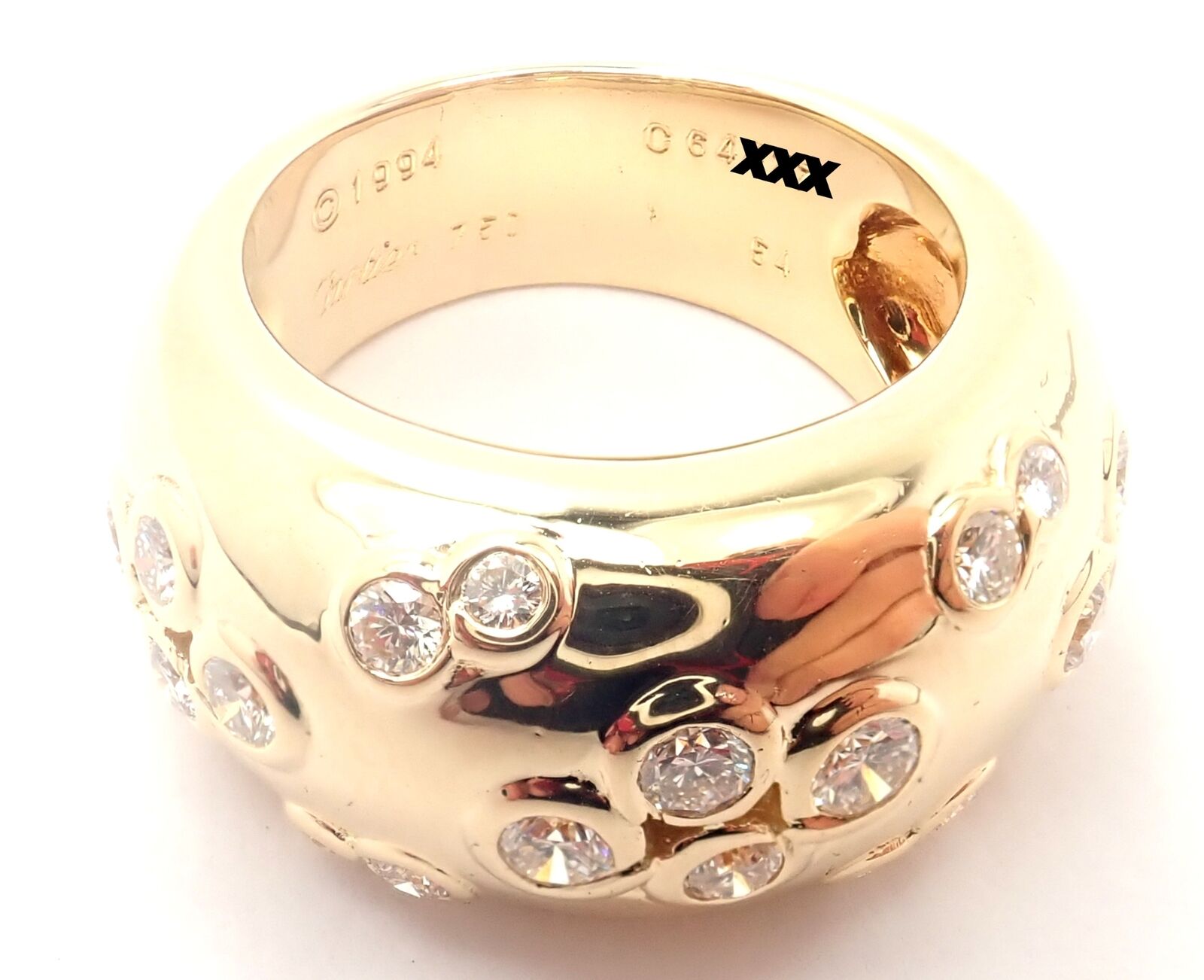 Cartier Jewelry & Watches:Fine Jewelry:Rings Rare! Authentic Cartier 18k Yellow Gold Diamond Flower Design Thick Band Ring